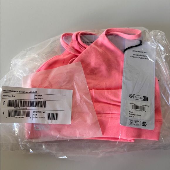 New Alo Splendor Bra - Neon Bubblegum/White M - Picture 1 of 6